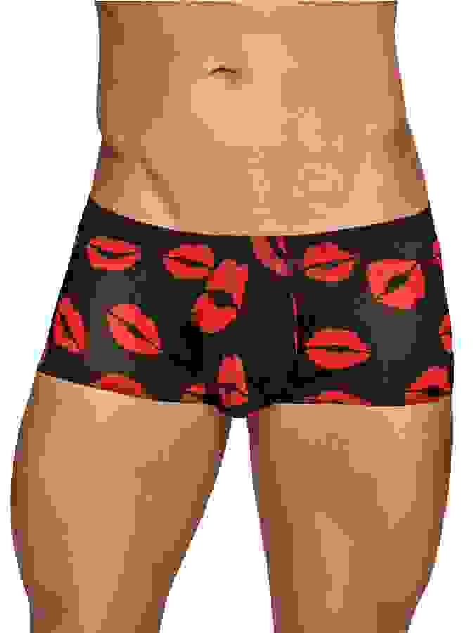 Male Power Lipstick Kisses Boxer Shorts, Black, hi-res